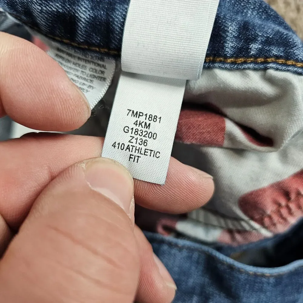 Lucky Brand 410 Jeans Mens 36x32 Athletic Straight Stretch Work Faded Whiskering